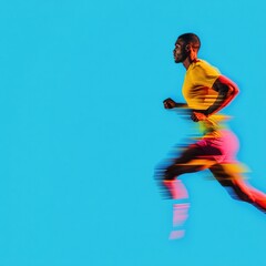 Poster - Vibrant Performance Dynamics High-Energy Athletic Movement Capture with Bold Color-Block Aesthetic - Next-Gen Fitness Marketing Visual for Gen Z Inspiration