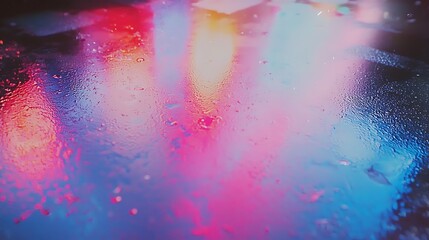Poster - Abstract art with blurred lights and water droplet, creating dreamy atmosphere