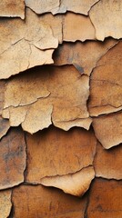 Poster - Close up of cracked dry paint creating a textured surface with a warm tone and an abstract design