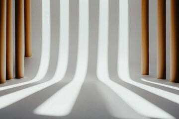 Aufkleber - Minimalist Spatial Design Curved Linear Perspective with Bronze Columns - Architectural Visualization for Premium Brand Identity and Immersive Digital Experiences