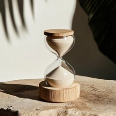 Fototapete - Mindful Productivity Hourglass Minimalist Time Management Sculpture for Modern Professionals - Sustainable Wellness Design and Aesthetic Workflow Optimization