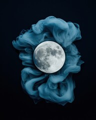 Poster - Lunar Transcendence Ethereal Mindfulness and Cosmic Wellness Visualization - Meditative Digital Art Exploring Emotional Transformation and Spiritual Connectivity