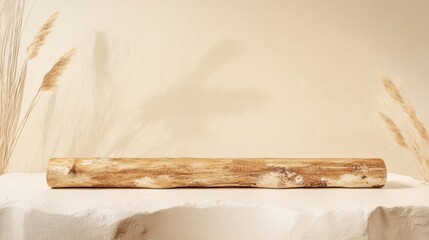 Poster - Zen Minimalist Natural Wood Display Organic Texture Podium for Premium Product Staging, Sustainable Marketing and Eco-Conscious Brand Storytelling