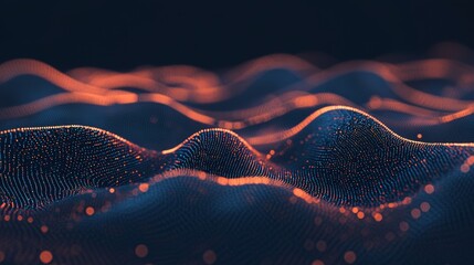 Poster - a series of orange and blue waves in a black background