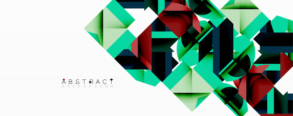 Aufkleber - Abstract geometric composition with interlocking circular and angular shapes, featuring smooth gradients and sharp contrasts on a white background