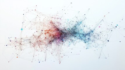 Poster - explore a captivating abstract digital network structure showcasing vibrant colors and interconnecte
