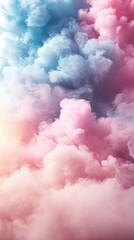 Poster - ethereal pink and blue abstract cloudscape background with dreamy pastel hues and soft textures for 