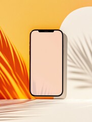 Poster - Minimalist Digital Connectivity Modern Smartphone Mockup with Tropical Gradient Background - Next-Gen Mobile UI/UX Design Innovation for Tech Entrepreneurs