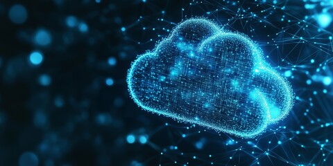 Poster - Abstract Digital Cloud Representation with Blue Light Effects