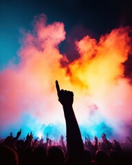 Poster - Immersive Festival Euphoria Dynamic Neon Concert Experience Capturing Electrifying Live Music Moment with Vibrant Crowd Energy and Atmospheric Performance Lighting