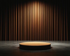 Poster - Minimalist Spotlight Podium Cinematic Product Showcase for High-End Brand Storytelling, Elegant Dark Stage Design with Dramatic Illumination