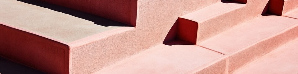 Aufkleber - Brutalist Urban Minimalism Architectural Shadow Play with Terracotta and Blush Geometric Forms - Contemporary Design Visualization and Spatial Innovation