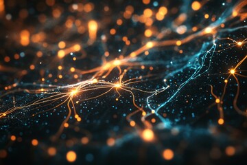 Poster - A mesmerizing abstract image showcasing dynamic light trails in blue and orange against a dark background, evoking feelings of energy and innovation.