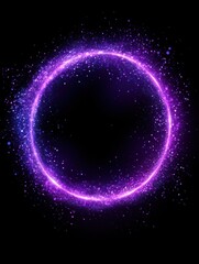 Poster - Luminous purple circle of sparkling glitter on a dark background for abstract designs and modern art