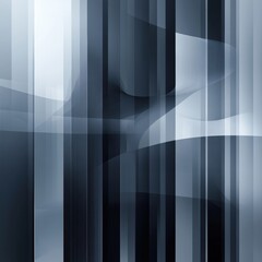Poster - Abstract composition of vertical stripes and flowing lines creating a modern and dynamic visual effect in shades of blue and gray