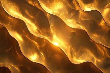 Poster - Stunning abstract image showcasing golden wave patterns that shimmer and reflect light, creating a captivating visual display perfect for backgrounds or artistic projects.