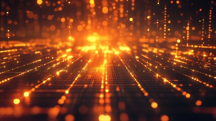 Poster - a stunning digital landscape filled with glowing gold particles and vibrant light, creating a sense 