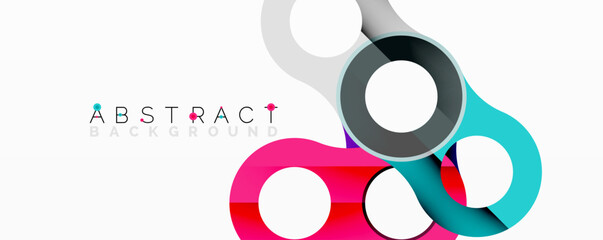 Fototapete - Abstract geometric pattern with interlocking circular and tubular shapes featuring smooth gradients, sharp contrasts, and dynamic layering