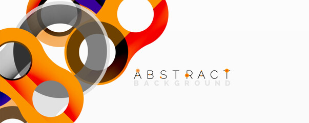 Fototapete - Abstract circle element composition with overlapping circular and tubular shapes featuring smooth gradients, transparency effects, and dynamic layering