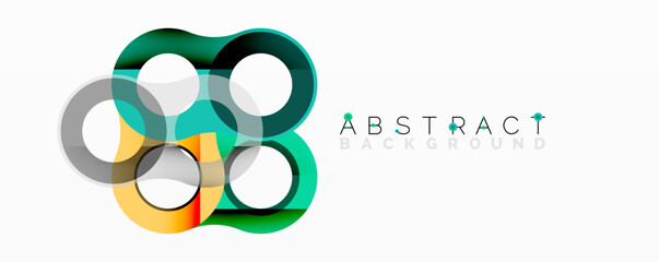 Aufkleber - Abstract circle element composition with overlapping circular and tubular shapes featuring smooth gradients, transparency effects, and dynamic layering