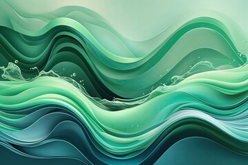Poster - Mint Green Gradient Fluid Background with Abstract Wave Design for Invitations