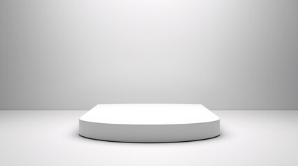 Poster - minimal 3D podium display, sleek modern design, soft ambient lighting, smooth matte texture, neutral color tones, perfect for product showcase, professional presentation, isolated background, no