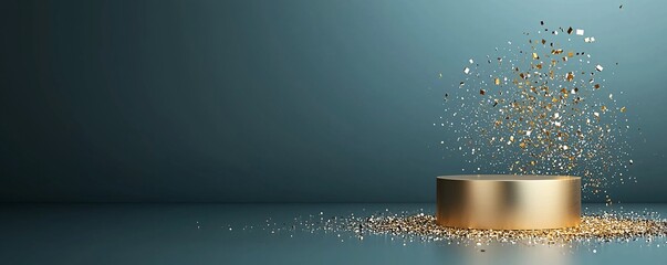 Poster - luxury gold 3D podium, premium presentation style, smooth metallic surface, cinematic lighting, refined elegance, isolated product showcase, high-end quality, no logo, no watermark