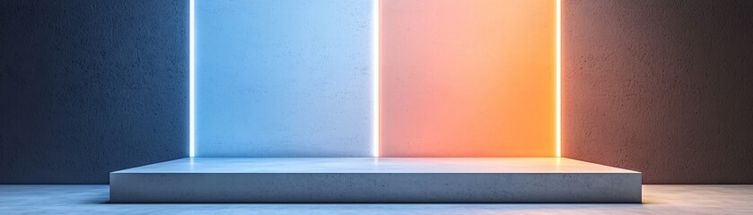 Poster - bold contrast 3D podium, dual-tone minimalist design, sharp lighting, artistic modern style, perfect for branding visuals, high-resolution render, no text, no watermark