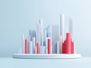 Poster - bold artistic 3d podium, asymmetric abstract form, striking contrast, modern experimental design, pr