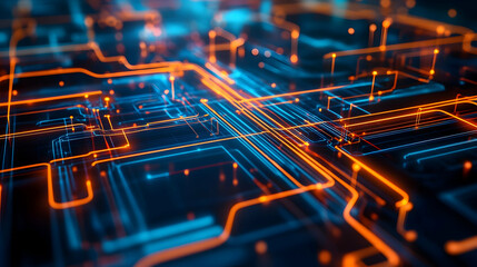 Poster - Digital circuit board intricate design with glowing pathways showcasing advanced technology