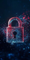 Poster - Digital Padlock Symbolizing Data Security and Privacy in a Futuristic Abstract Environment