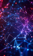 Poster - Abstract digital network plexus illustration with glowing lights for modern background use
