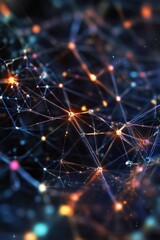Poster - abstract digital network visualization featuring interconnected nodes and colorful lights