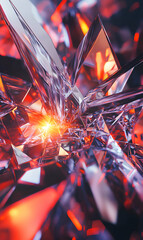 Poster - Intricate crystalline structure with facets reflecting light in an abstract digital render