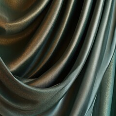 Poster - Elegant shimmering teal fabric draped artfully creating soft folds and a luxurious texture perfect for backgrounds and design elements