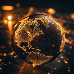 Poster - A stunning globe design featuring sparkling lights and textures. The image represents the beauty of our planet, showcasing geography and global connectivity.