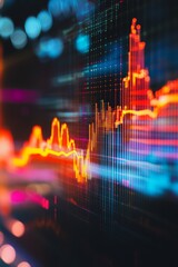 Poster - colorful data visualization showing financial market trends and statistical analysis in digital form