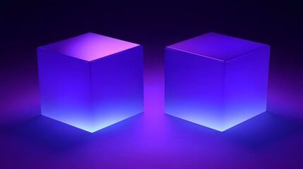 Poster - Glowing Cubes in Purple Ambiance: Abstract Digital Art