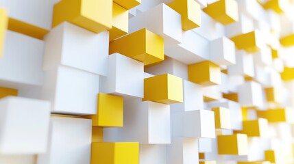 Poster - Abstract White and Gold Cubes 3D Geometric Pattern Modern Design