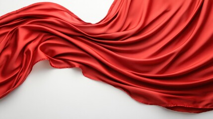Aufkleber - Elegant flowing red silk fabric on white background creating a luxurious and sensual visual texture with smooth folds and soft light