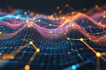 Poster - Colorful Abstract Data Wave in Digital Space Representing Technology and Connectivity