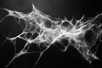 Poster - Intricate White Spider Web Against Dark Background with Textures