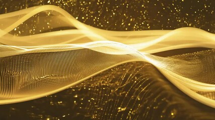 Poster - Glittering Abstract Background with Shimmering Gold Waves and Dynamic Light Motion