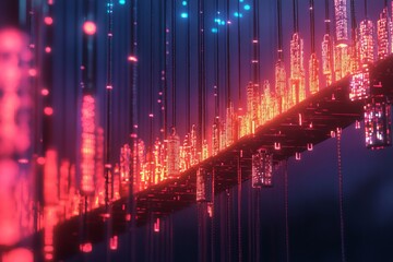 Poster - This vibrant abstract digital artwork features colorful lights and patterns, creating a stunning visual experience. Perfect for technology and graphic design concepts.