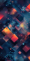 Poster - Explore Dynamic Geometric Patterns with Vibrant Color Schemes in This Abstract Artwork