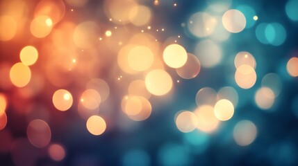 Poster - Soft and shimmering lights in warm hues blend with cool tones, setting a magical ambiance at a festive evening celebration. The blurred bokeh evokes a sense of wonder and joy