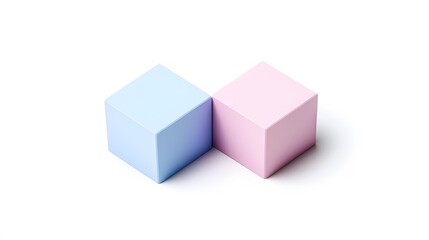 Poster - Pastel Cubes: A Minimalist Composition of Light Blue and Pink Cubes on White Background