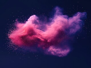 Poster - Ethereal pink dust explosion against a dark backdrop creating a mesmerizing nebula effect cosmic vibe artistic expression abstract concept