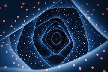 Poster - Navy Conical Space Background Featuring Dots and Lines for Technology and Molecular Data Communication