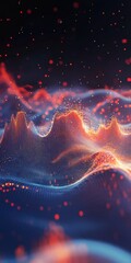 Poster - Abstract Digital Wave Formation with Colorful Lights and Fluid Motion Creating Ethereal Atmosphere